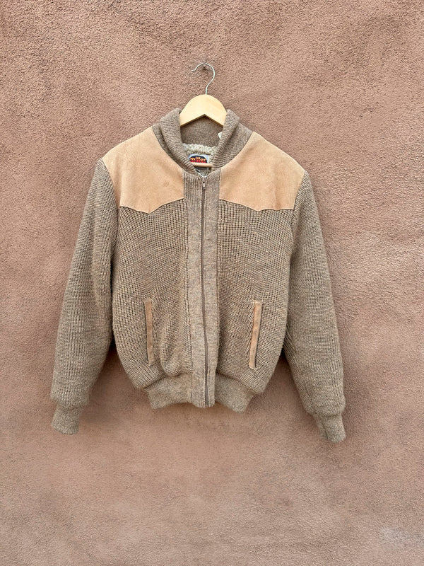 1970's Miller Outerwear Shearling Lined Western Cardigan