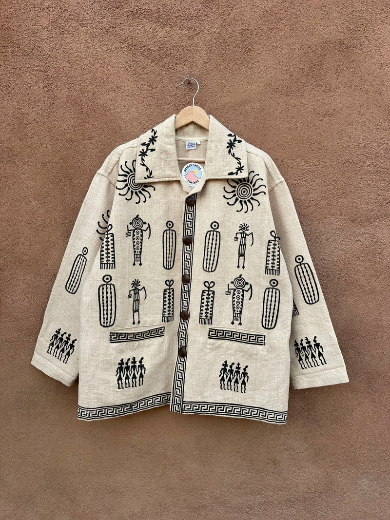 Canvas Cave Painting Cotton Jacket - Large