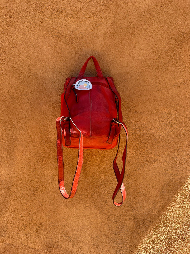 Red Tignanello Leather Backpack Purse