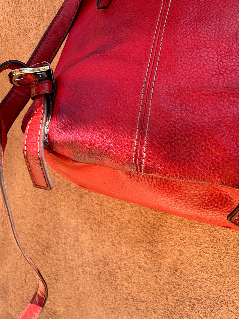 Red Tignanello Leather Backpack Purse