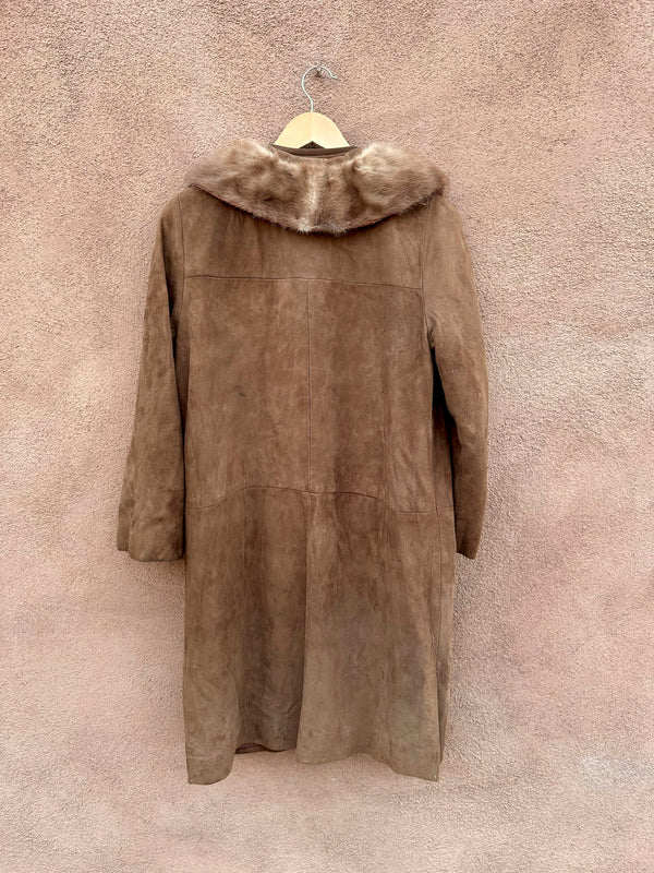 1960's Suede Coat with Fur Collar - as is