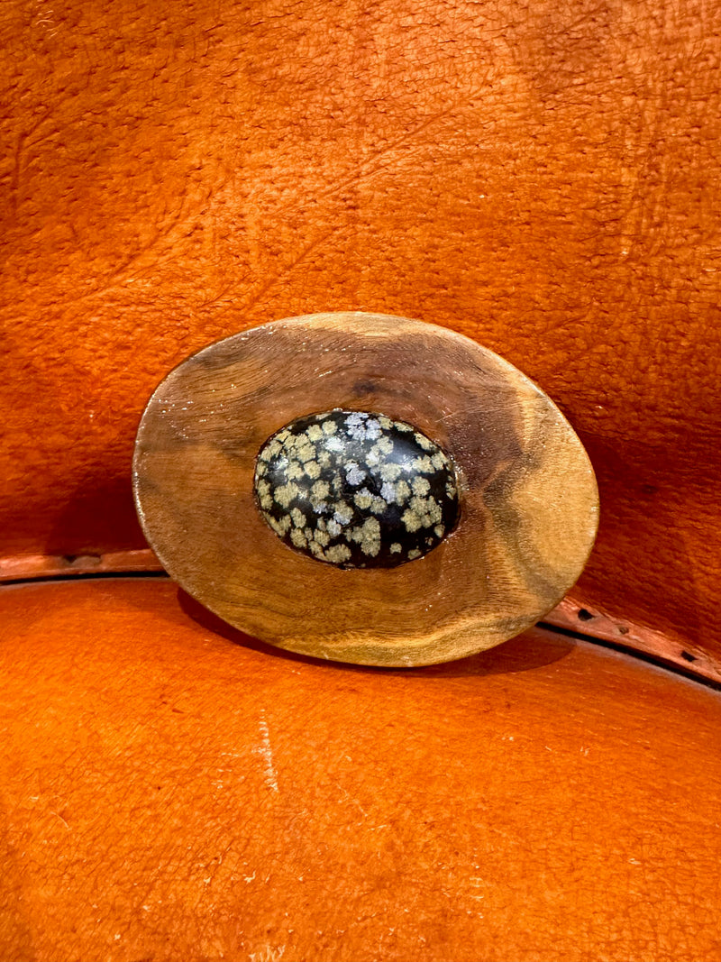 Ocean Jasper and Wood Belt Buckle