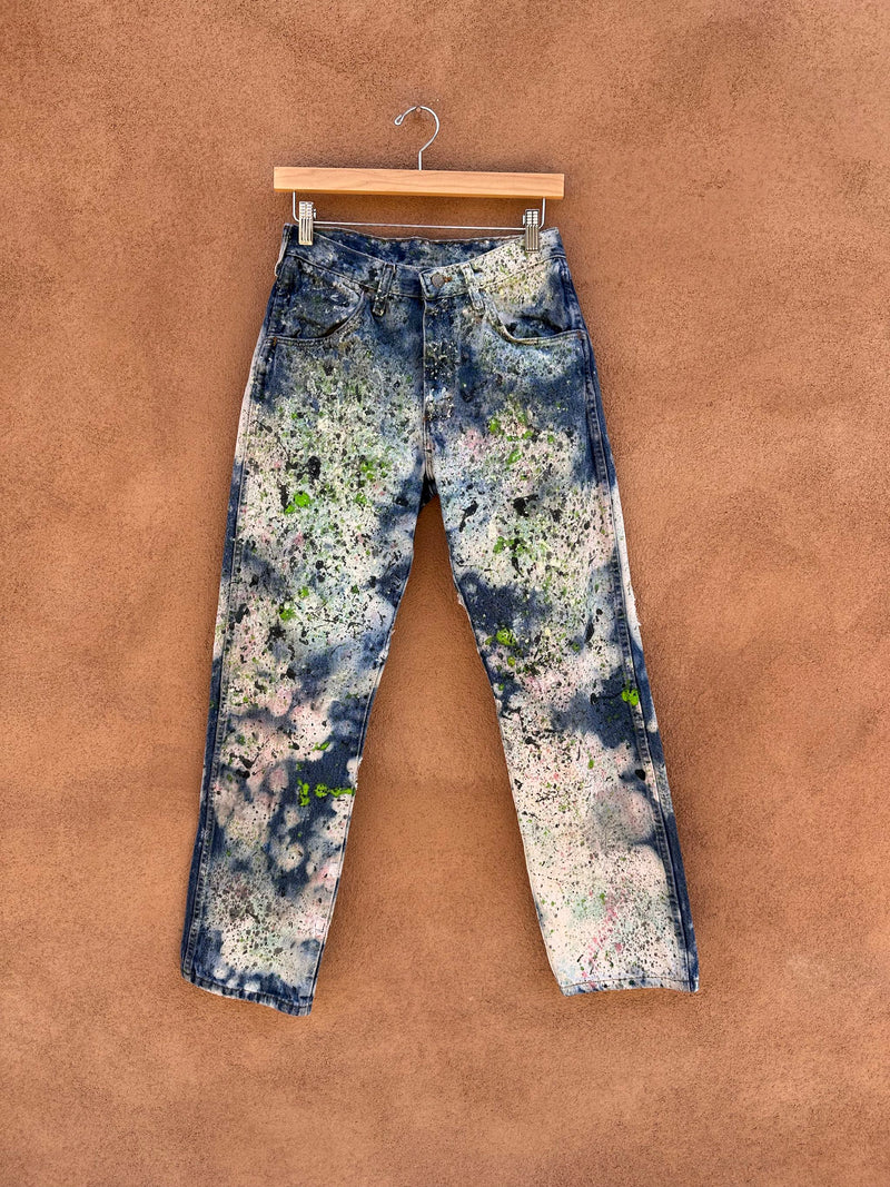 Painted, Bleached & Thrashed Upcycled Rustler Jeans 30x30