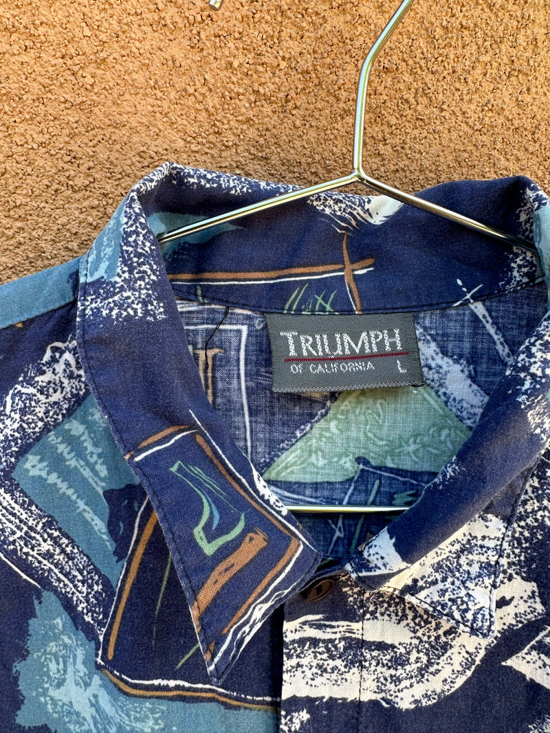 Blue Triumph of California Abstract Shirt