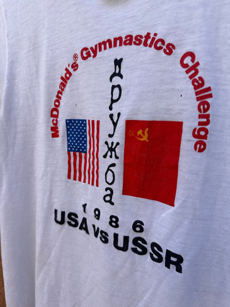 1986 U.S.A. vs U.S.S.R. McDonald's Gymnastics Challenge T-shirt