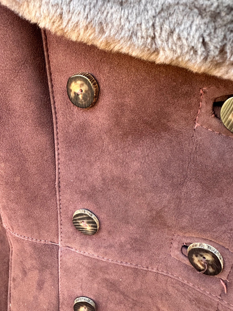 1970's Abercrombie & Fitch Shearling Coat - Antler Buttons