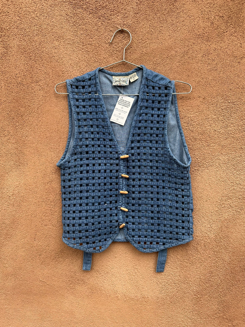 Denim Mesh Vest with Wood Toggles