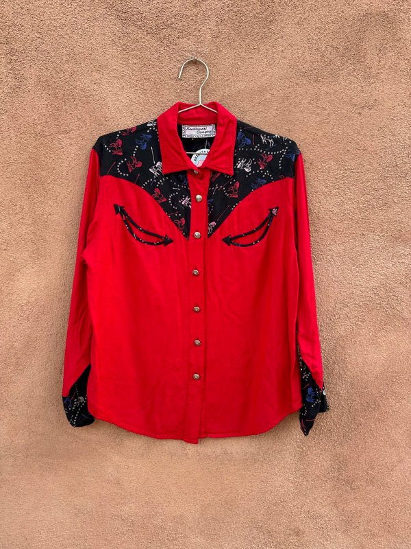 Southwest Canyon Buckin' Bronco Rayon Blouse