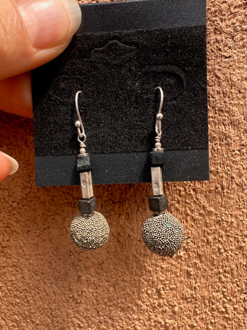 Sterling & Onyx Drop Earrings