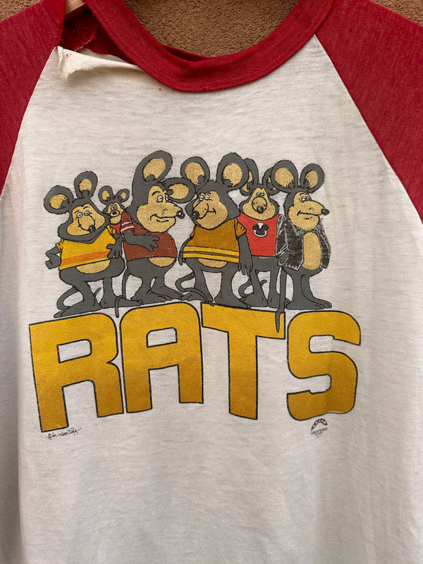 1970 Jim Reeling Rats Baseball Style T-shirt - as is