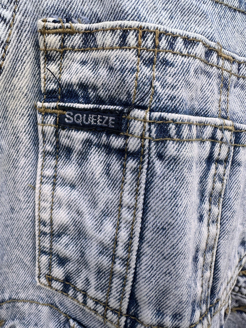 Squeeze 1990's Acid Washed Denim Shortalls - Shorts Overalls