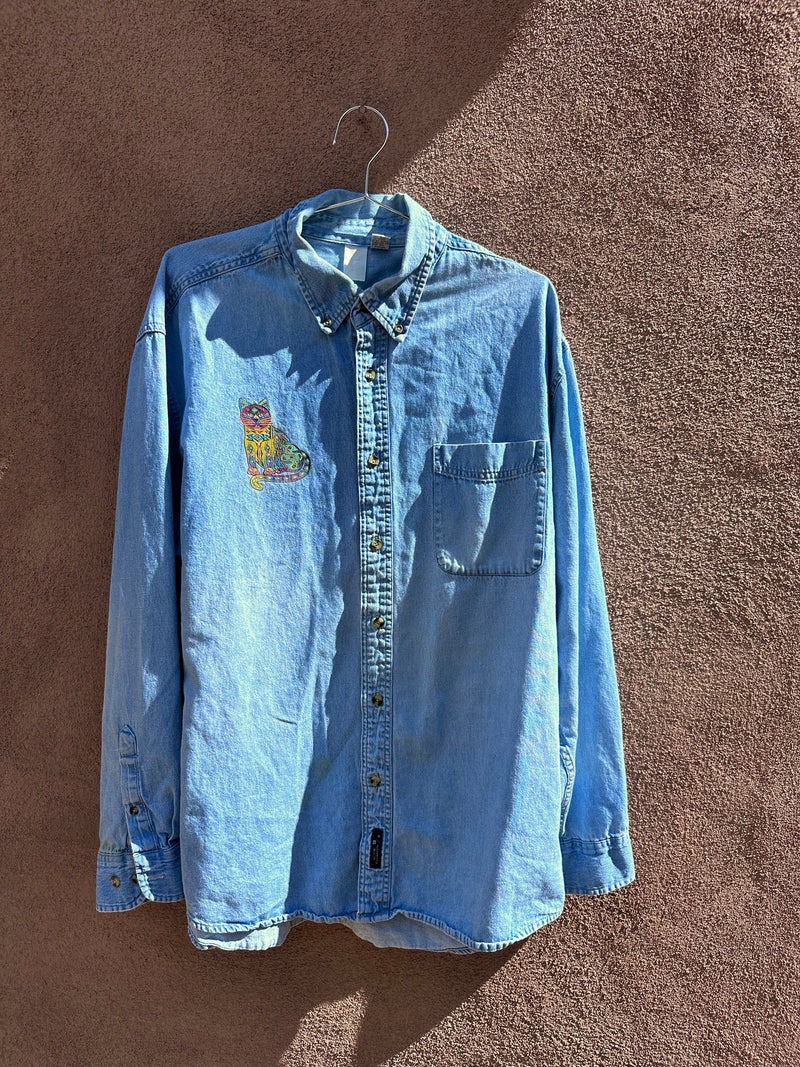 Southwest Cat Denim Shirt