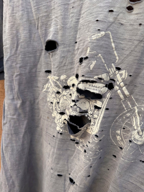 Thrashed Bootleg Harley T-shirt with Repairs