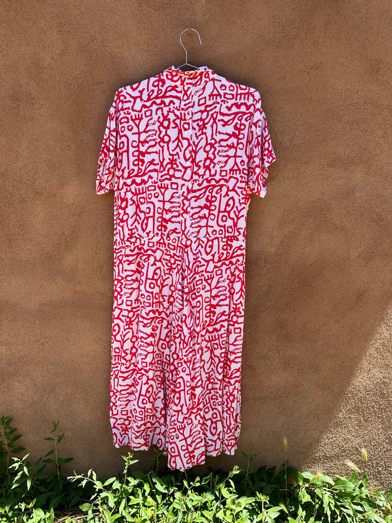 Abstract Red and White Dress