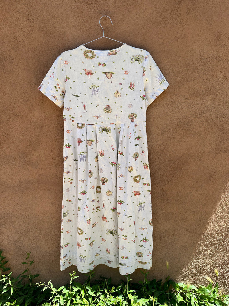 Garden Theme Lands End Linen and Cotton Dress