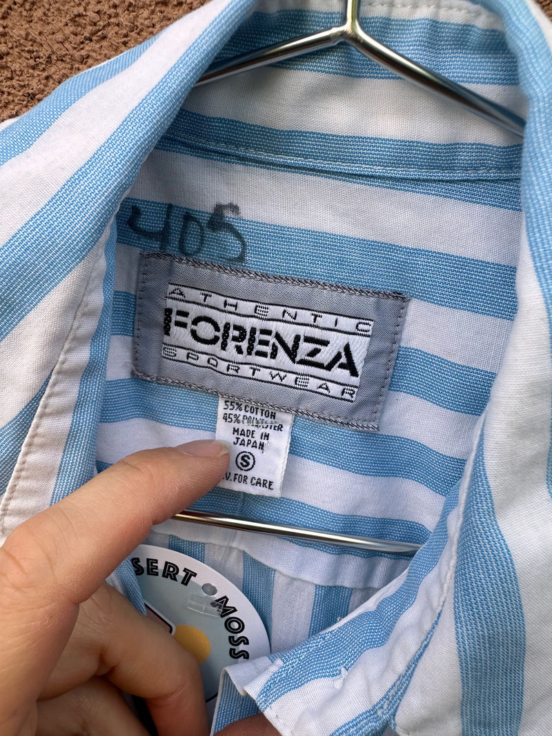 Blue & White Striped 1980's Forenza Blouse - as is