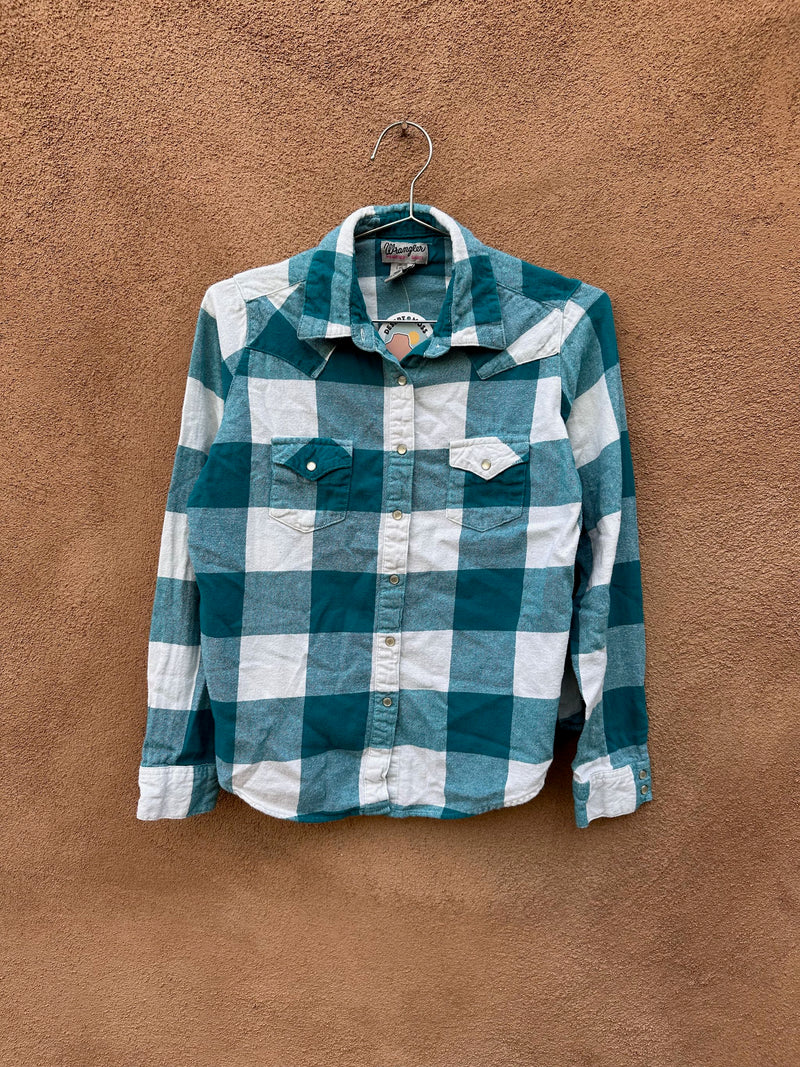 Blue White Check Wrangler Flannel Blouse