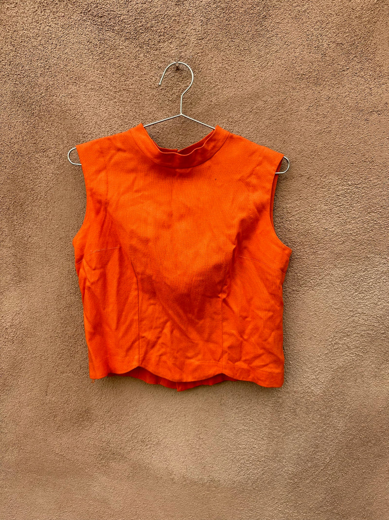 1960's Orange Sleeveless Blouse