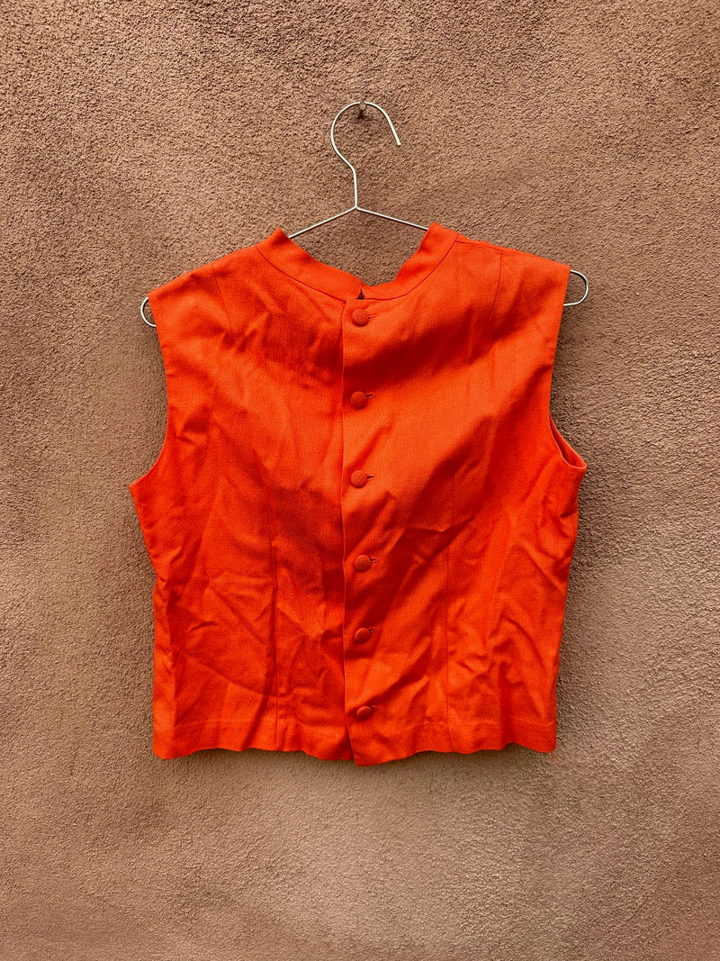 1960's Orange Sleeveless Blouse