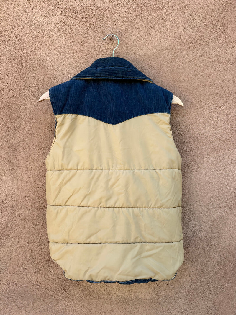 Sears Reversible Blue/Tan Corduroy/Nylon Vest