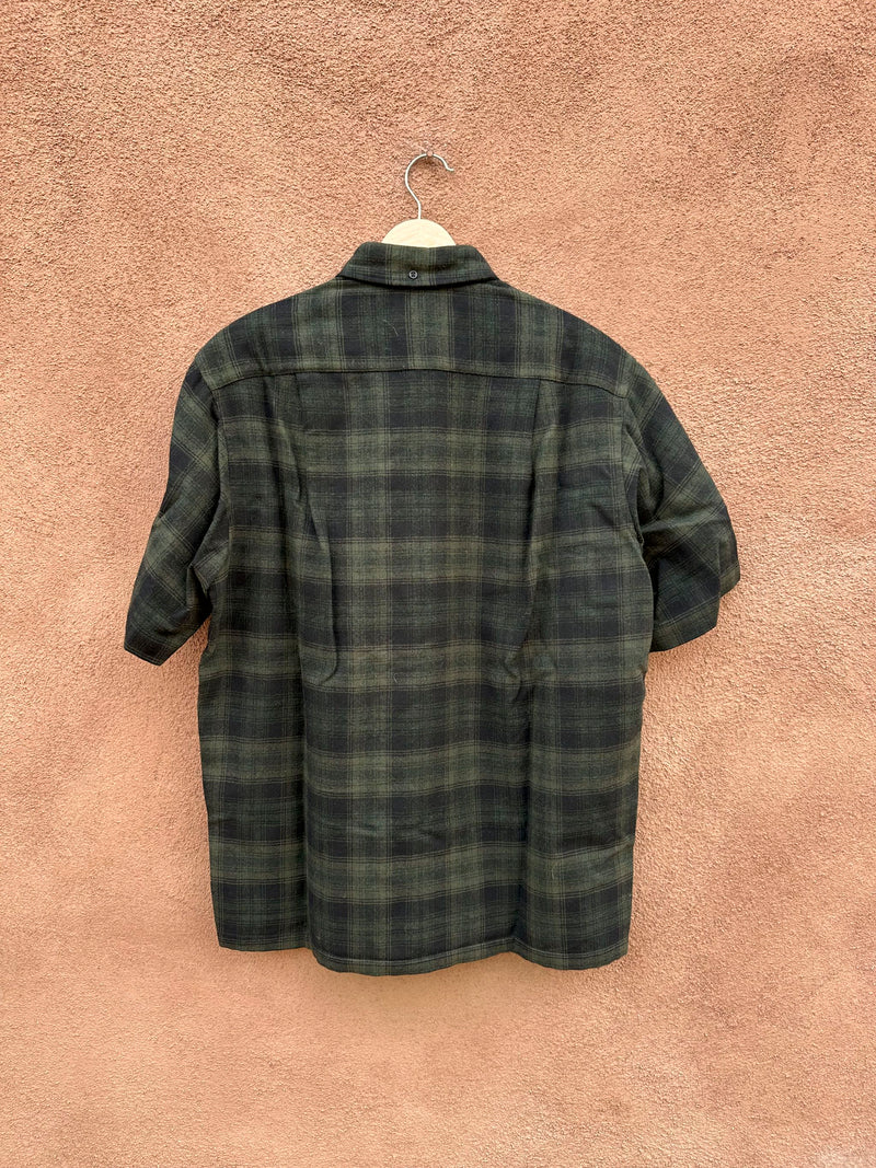 1960's Black & Green Plaid Pendleton Short Sleeve Shirt