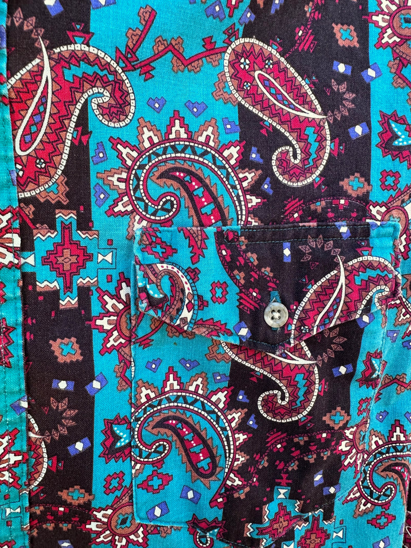 Blue Paisley Southwest Style Wrangler Rodeo Shirt