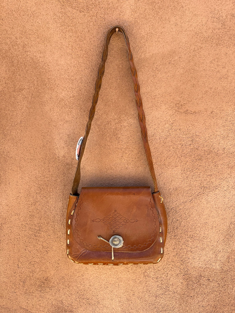 Embossed 70's Purse with Antler Clasp Button