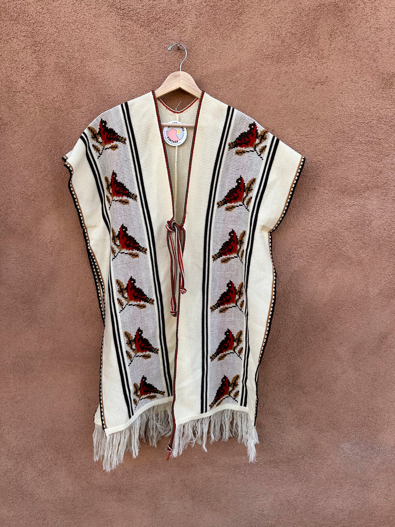 1970's Acrylic Bird Poncho with Fringe