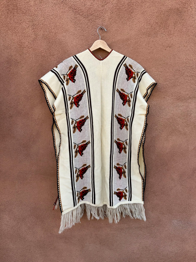 1970's Acrylic Bird Poncho with Fringe