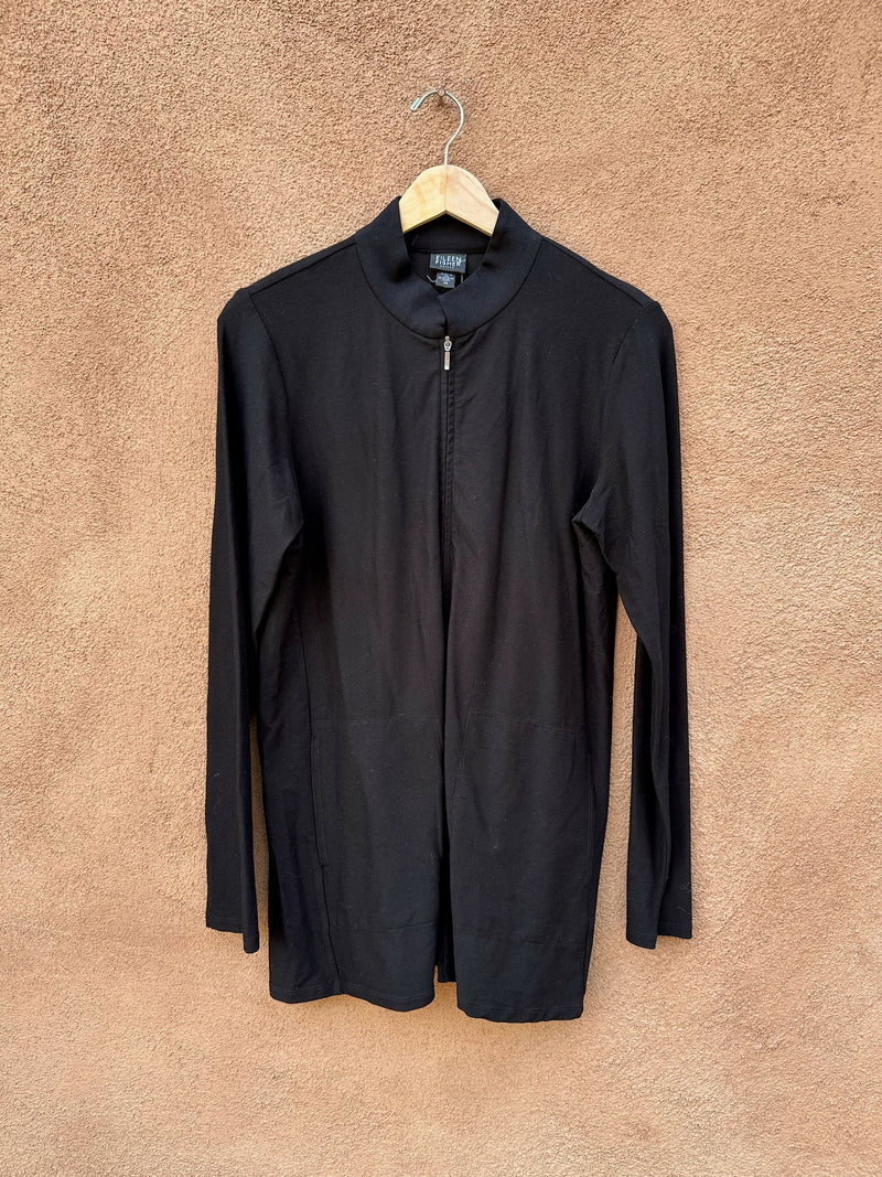 Black Eileen Fisher Petite Zip Up Jacket