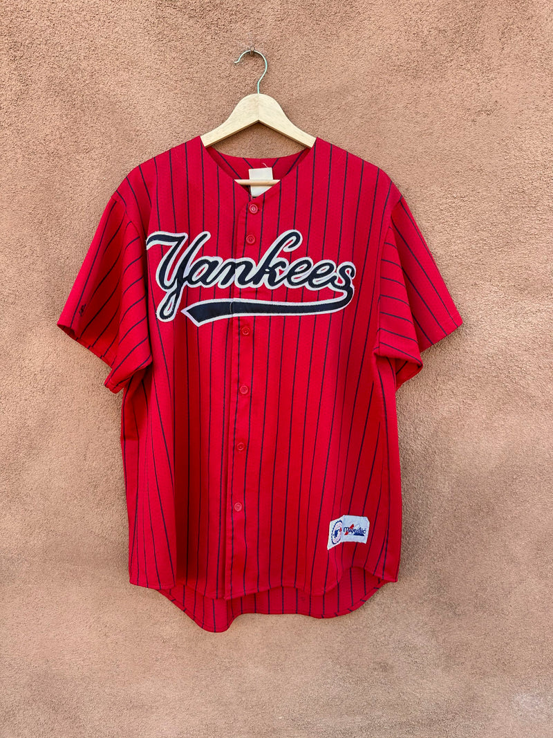 Red Pinstripe New York Yankees Majestic Jersey