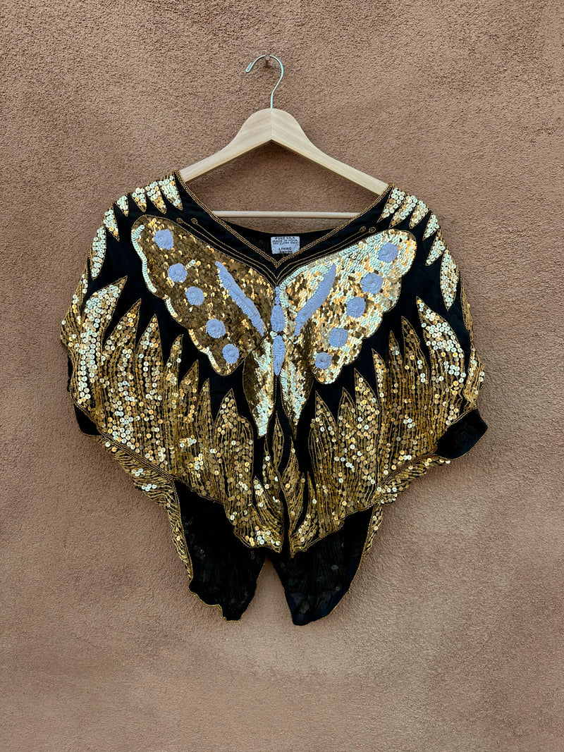 Pure Silk Sequined Butterfly Top with Rayon Lining