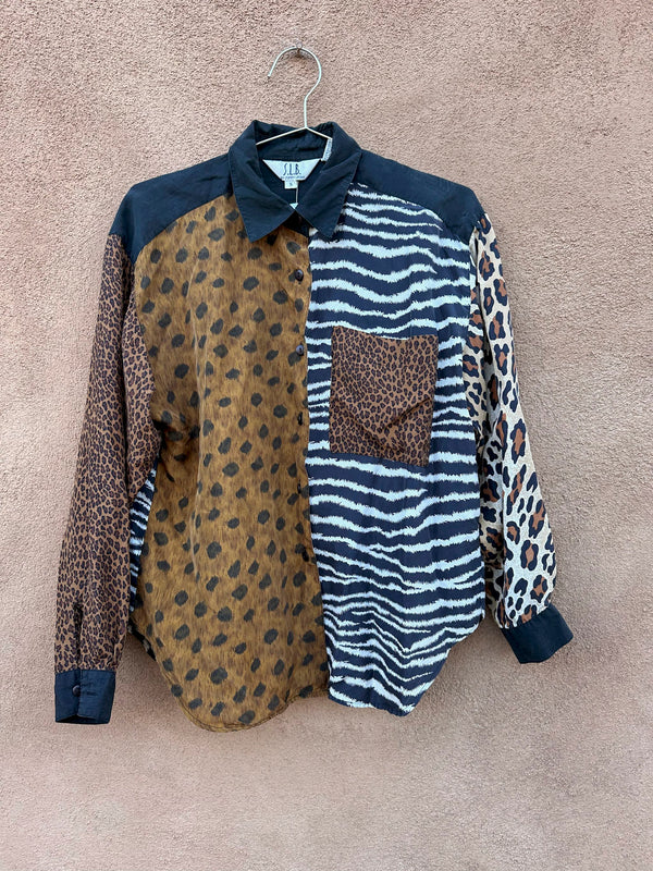 Animal Print Colorblock Silk Blouse by Sunny Leigh