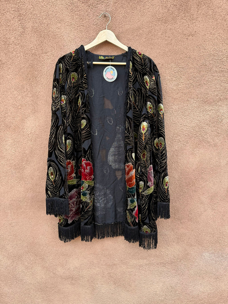 Mirasol Velveteen Peacock Jacket - Beaded, Sequins, Fringe