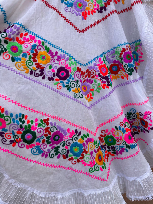 Sheer Mexican Kaftan with Floral Embroidery