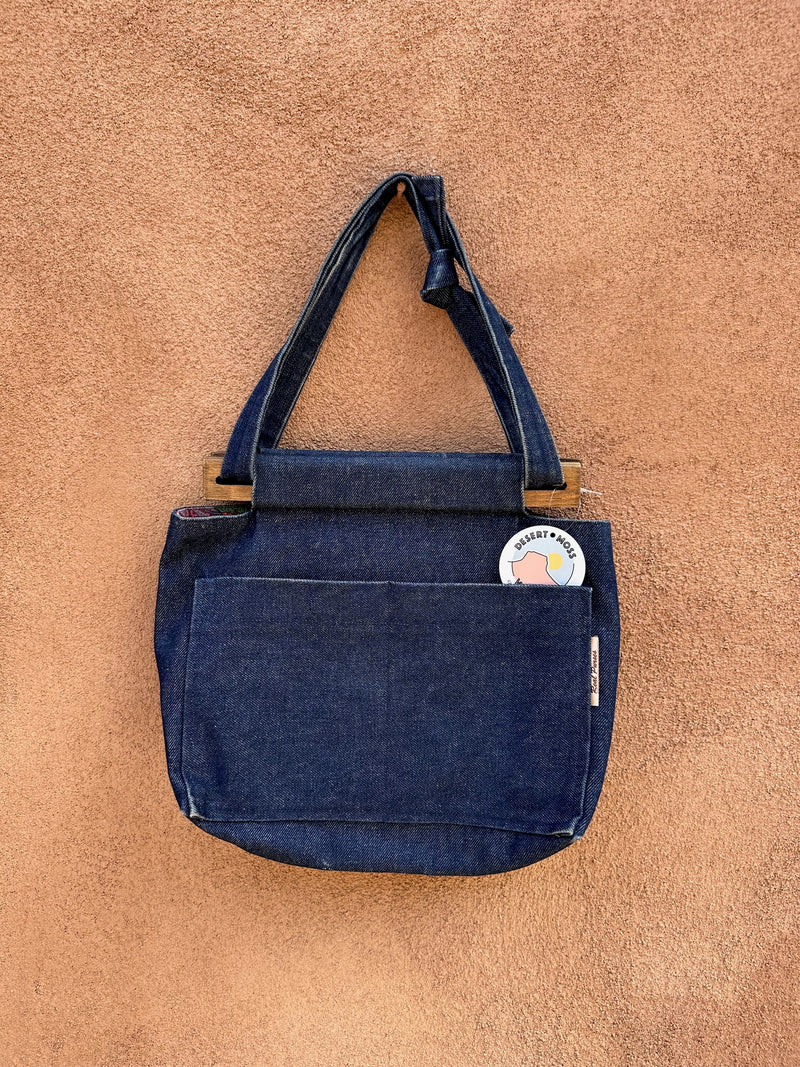 Real Purses Denim Purse with Wooden Handle