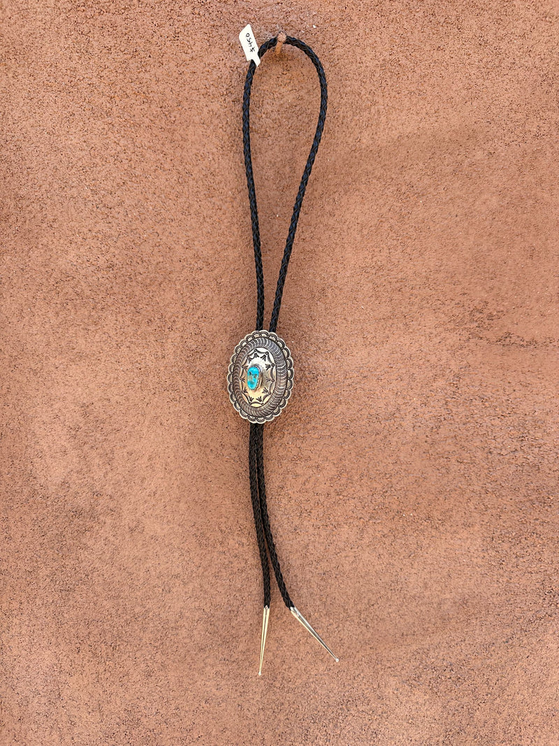 Sterling Concho Bolo Tie with Turquoise