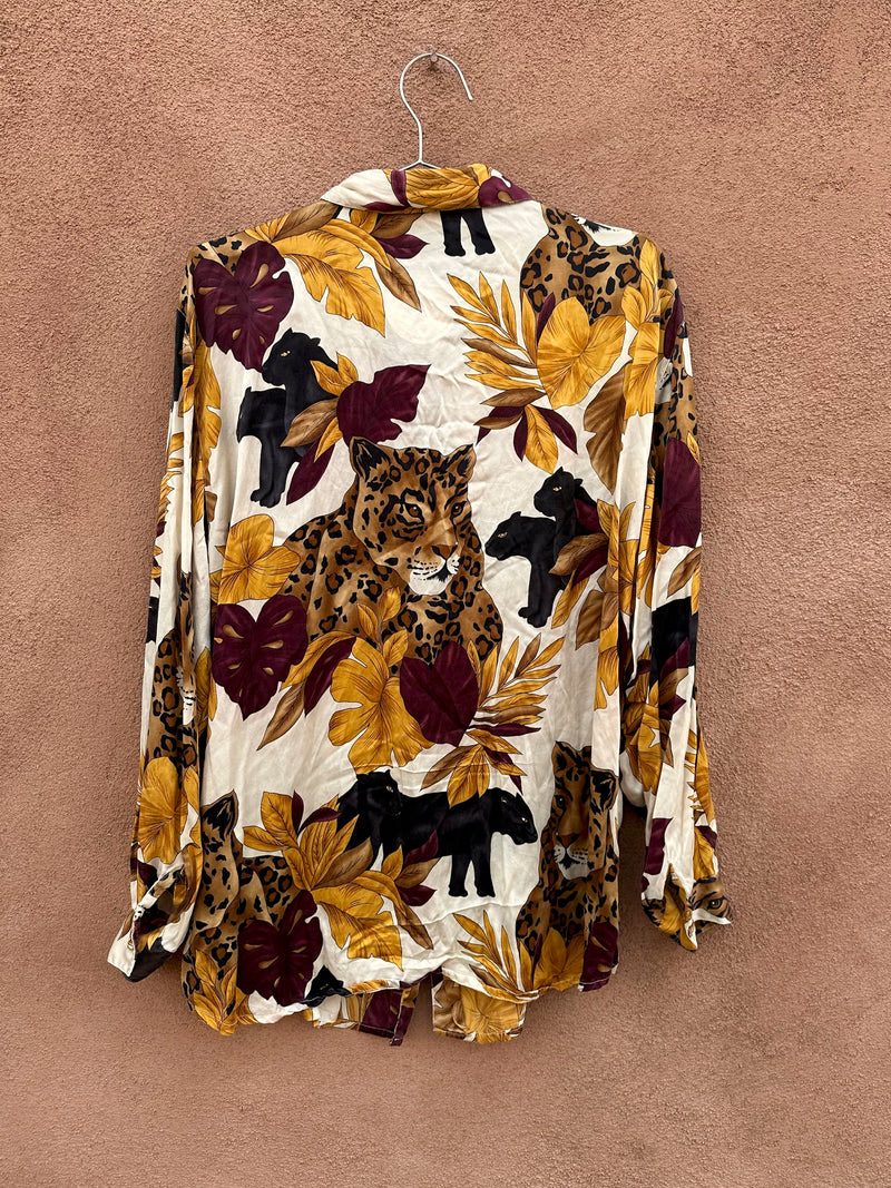 Black Panther & Jaguar Silk Blouse by Corey B.