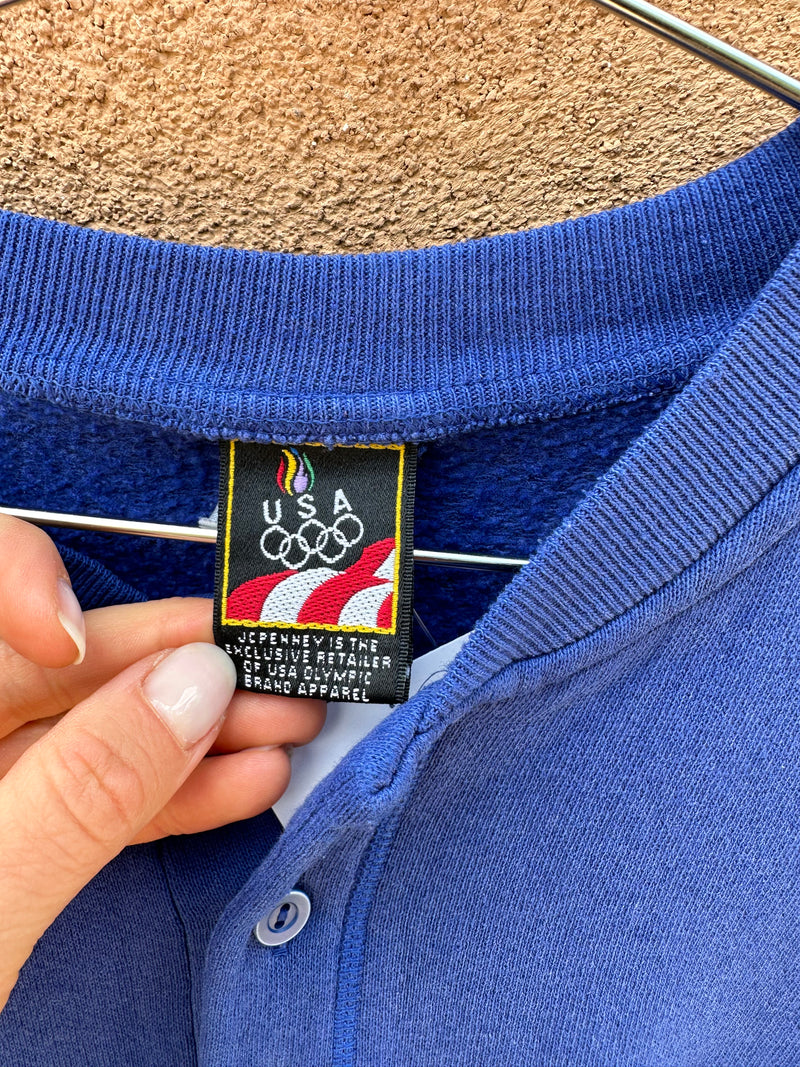 1988 Blue Olympics Henley Sweatshirt