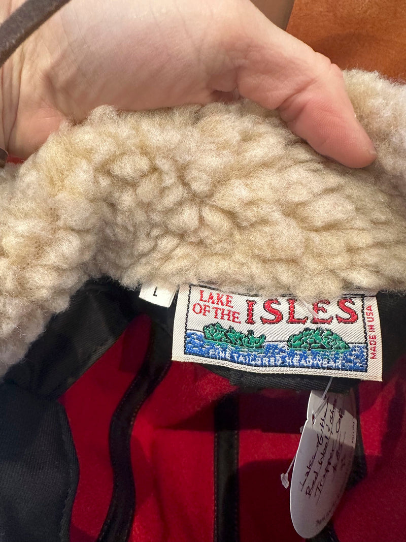 Lake of the Isles Red Wool & Shearling Trapper Cap