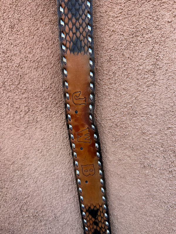 Rattlesnake Embossed Leather Belt J.W.B.