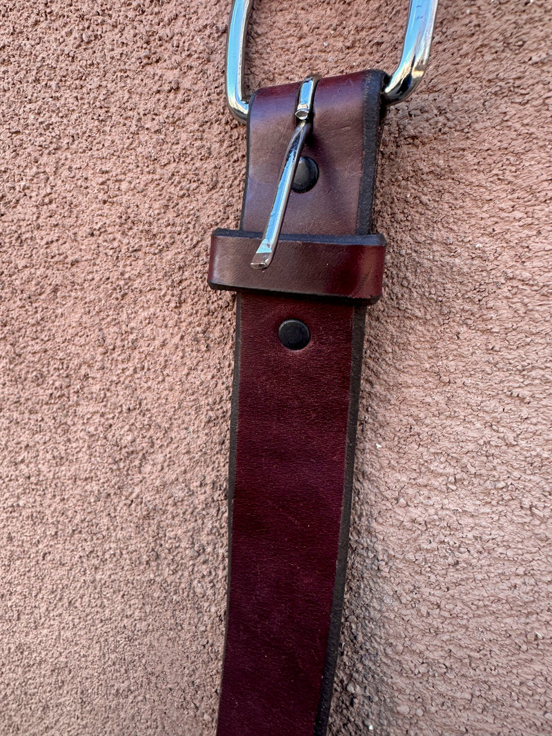 Plain Brown Leather Tony Lama Belt - Made in USA