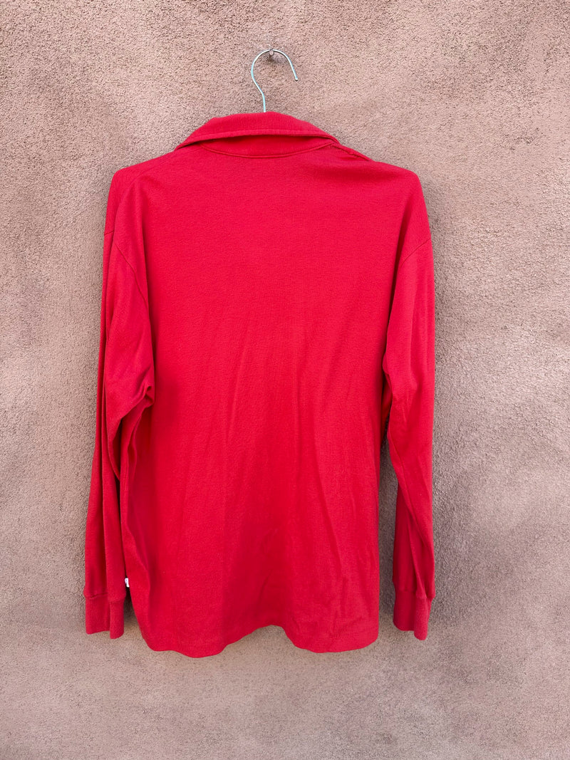 1970's Hang Ten Gold Label Red Long Sleeve Shirt - as is