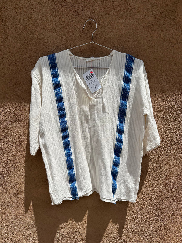 Beige and Blue Lightweight Top