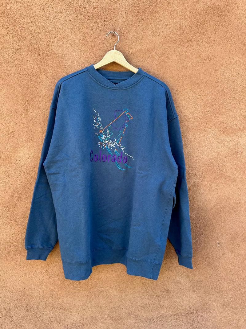 Blue Colorado Embroidered Ski Sweatshirt