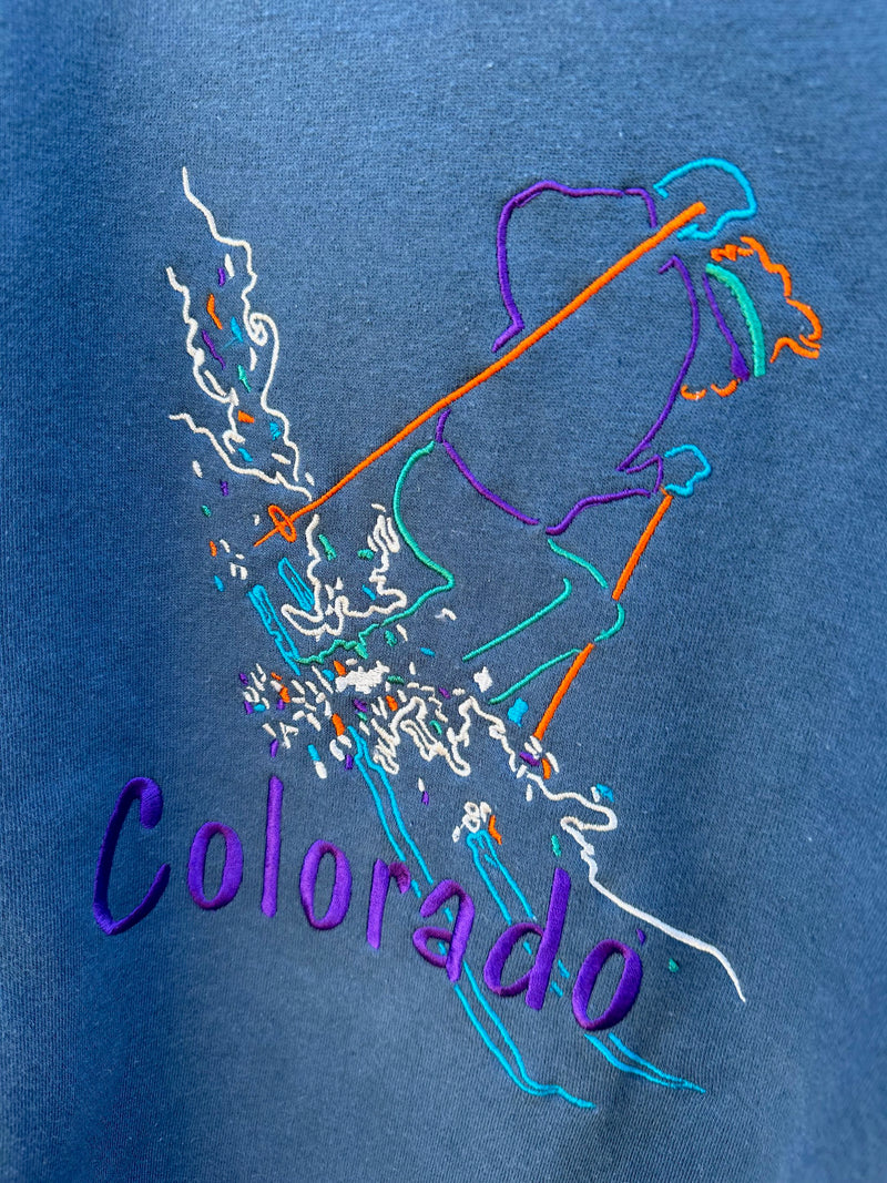 Blue Colorado Embroidered Ski Sweatshirt