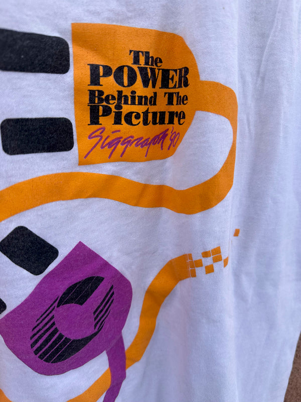 1990 Siggraph The Power Behind the Picture Computer Graphics T-shirt