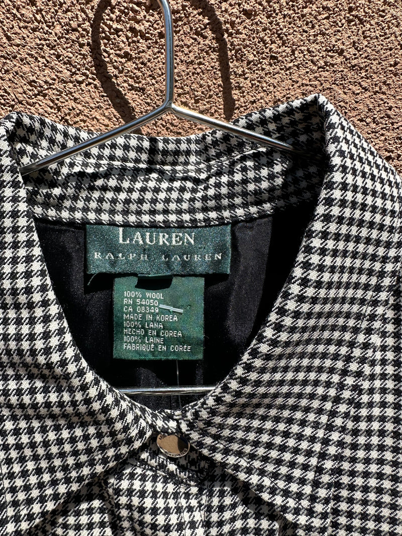 Ralph Lauren Houndstooth Wool Blouse - Large