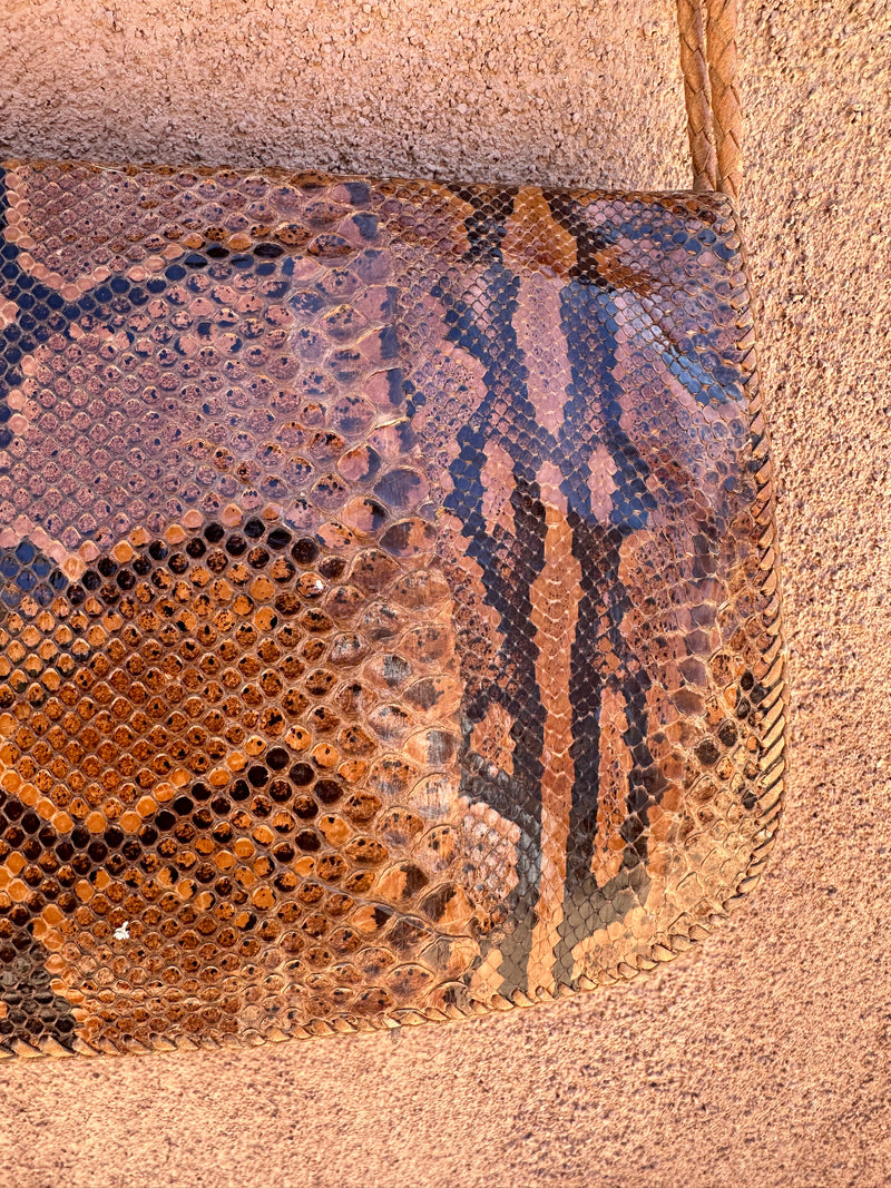 Snakeskin & Leather Purse with Braided Leather Strap