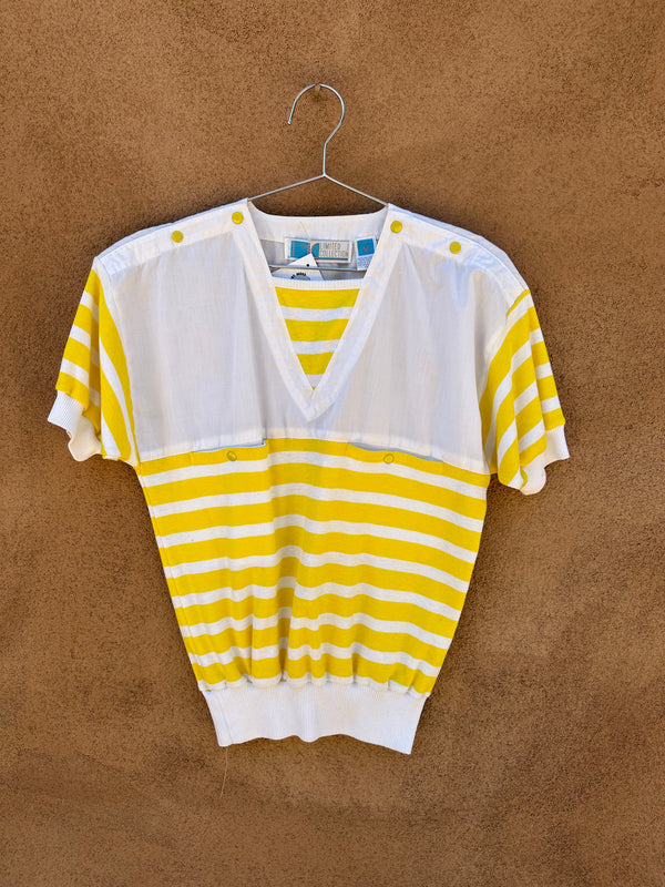 Gitano Yellow and White Top with Snap Shoulders